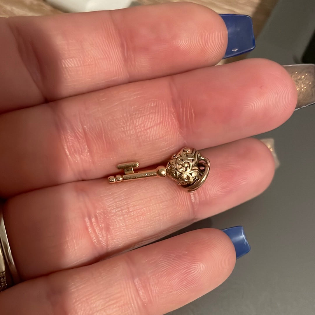 Genuine Pandora Rose Gold/ Silver Pave Regal Dangle Key Symbols Charm
