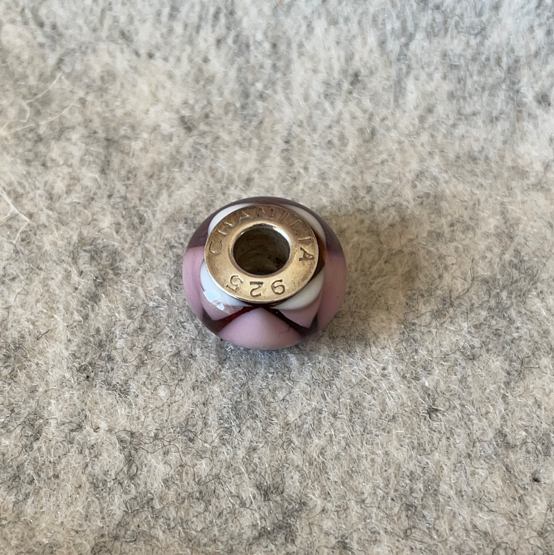 Genuine Chamilia Pink and Purple Tirangle Murano Charm
