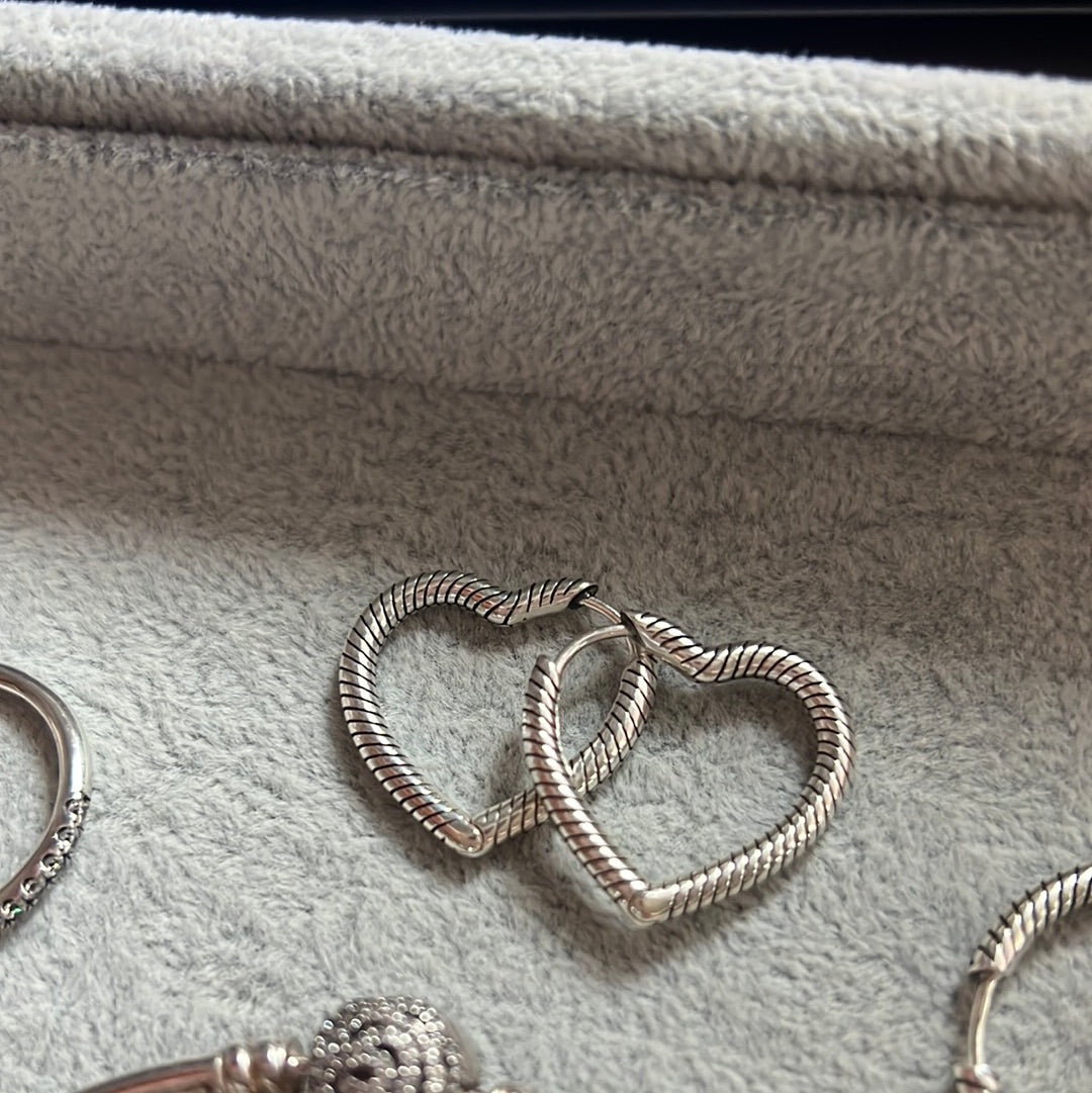Genuine Pandora Snake Heart Hoop Earrings