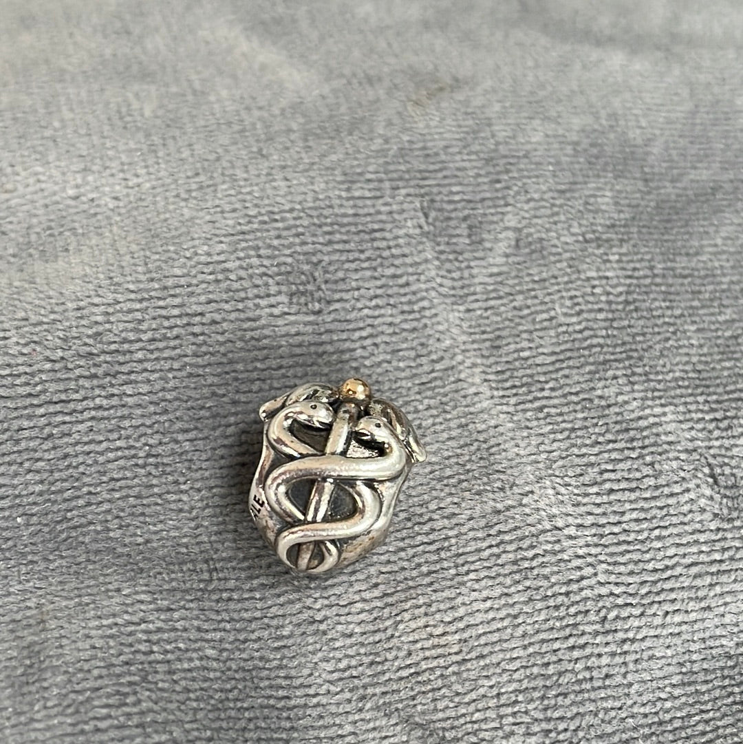 Genuine Pandora Two Tone Medical Life Saver Snake Nurse Doctor Charm