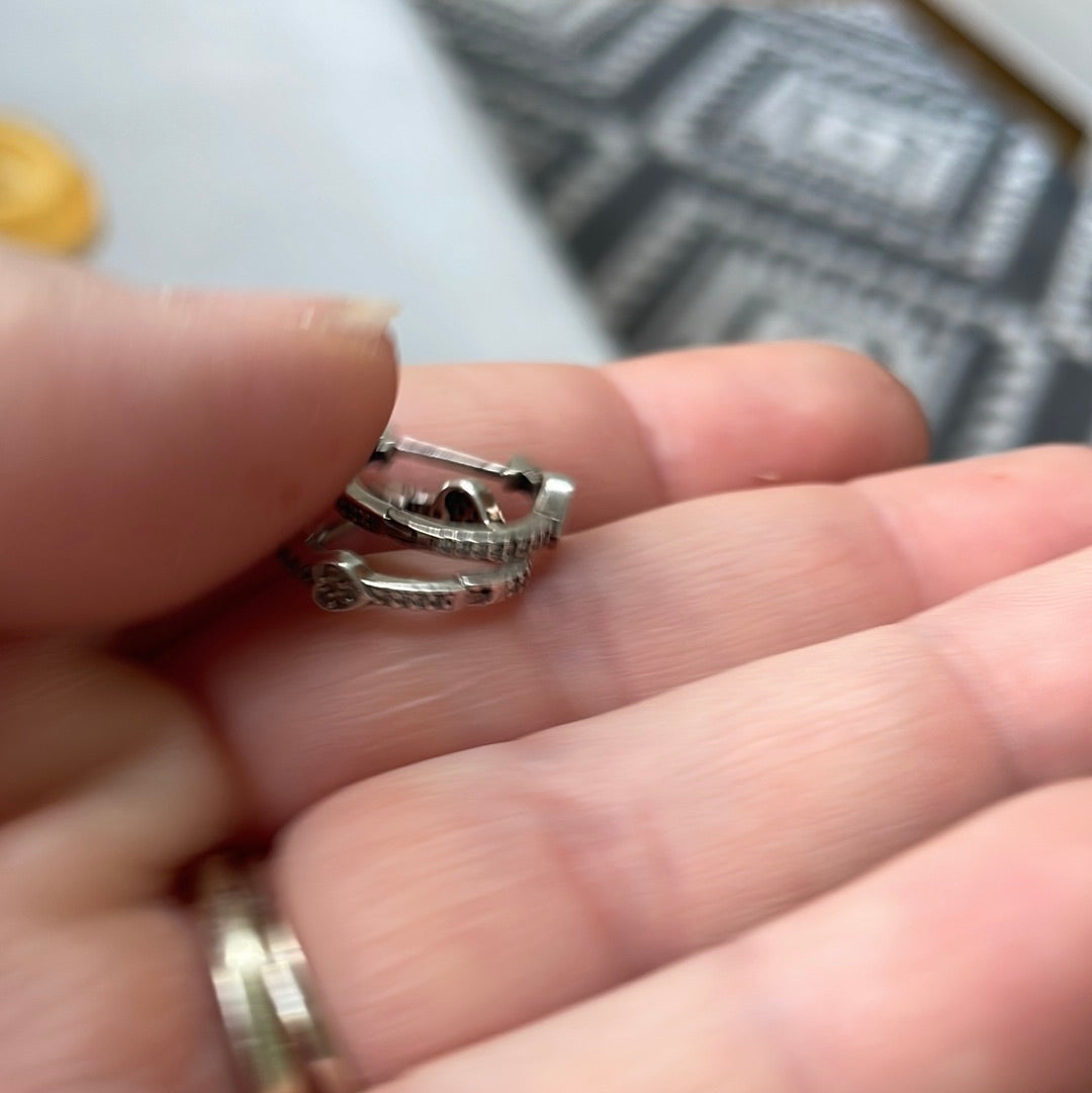 Genuine Pandora Heart Pave Half Hoop Earrings