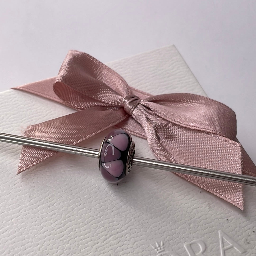 Genuine Pandora Purple Stripe Triangle Murano Glass Charm