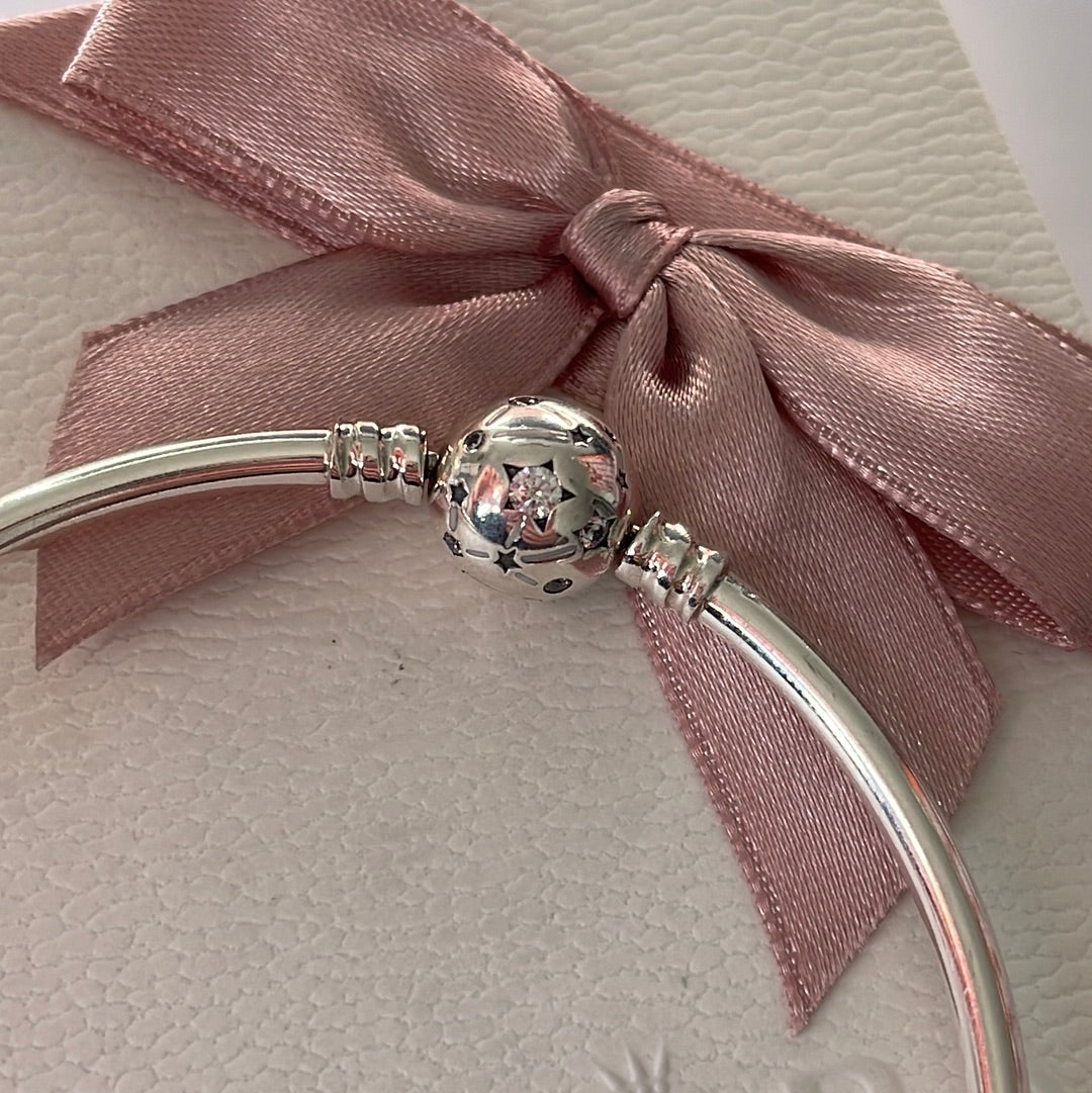 Genuine Pandora Pave Starry Night Stars & Galaxy Bangle Size...