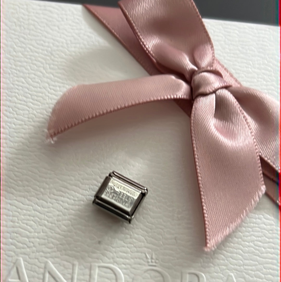 Genuine Nominations Silver Link Charm Rose Gold Accent Daisy Flower