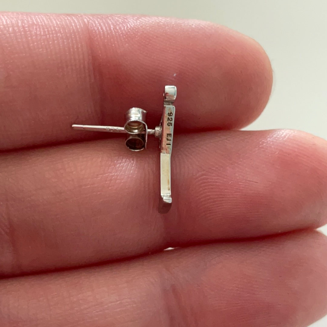 Brand New Pave CZ Martini Glass With Olive Earrings Studs