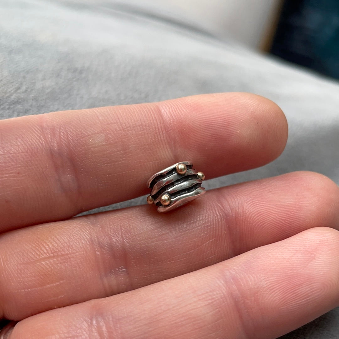 Genuine Pandora Two Tone Abstract Line With 14K Dots RARE HTF Charm