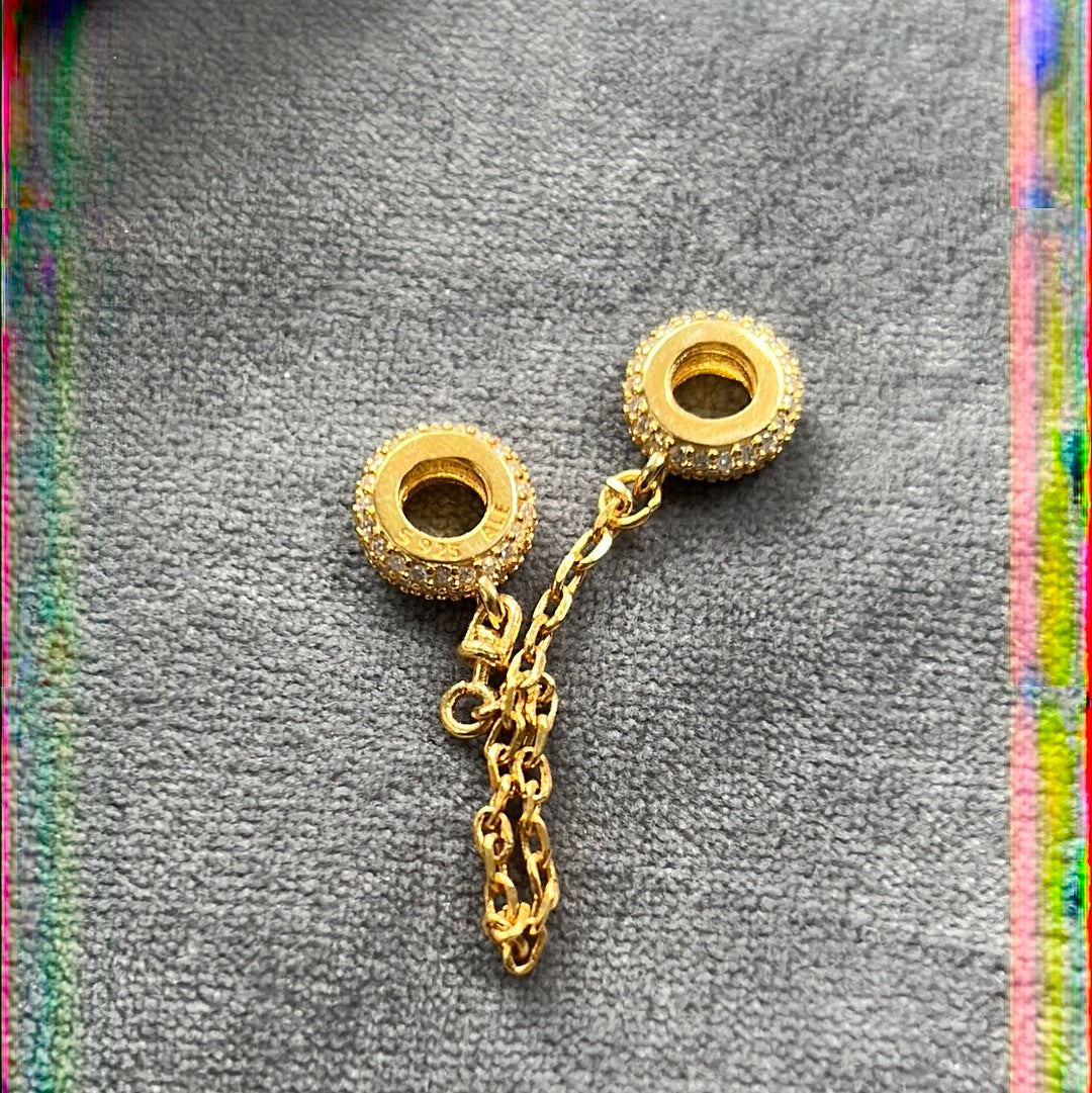 Genuine Pandora Shine Gold Pave Safety Chain