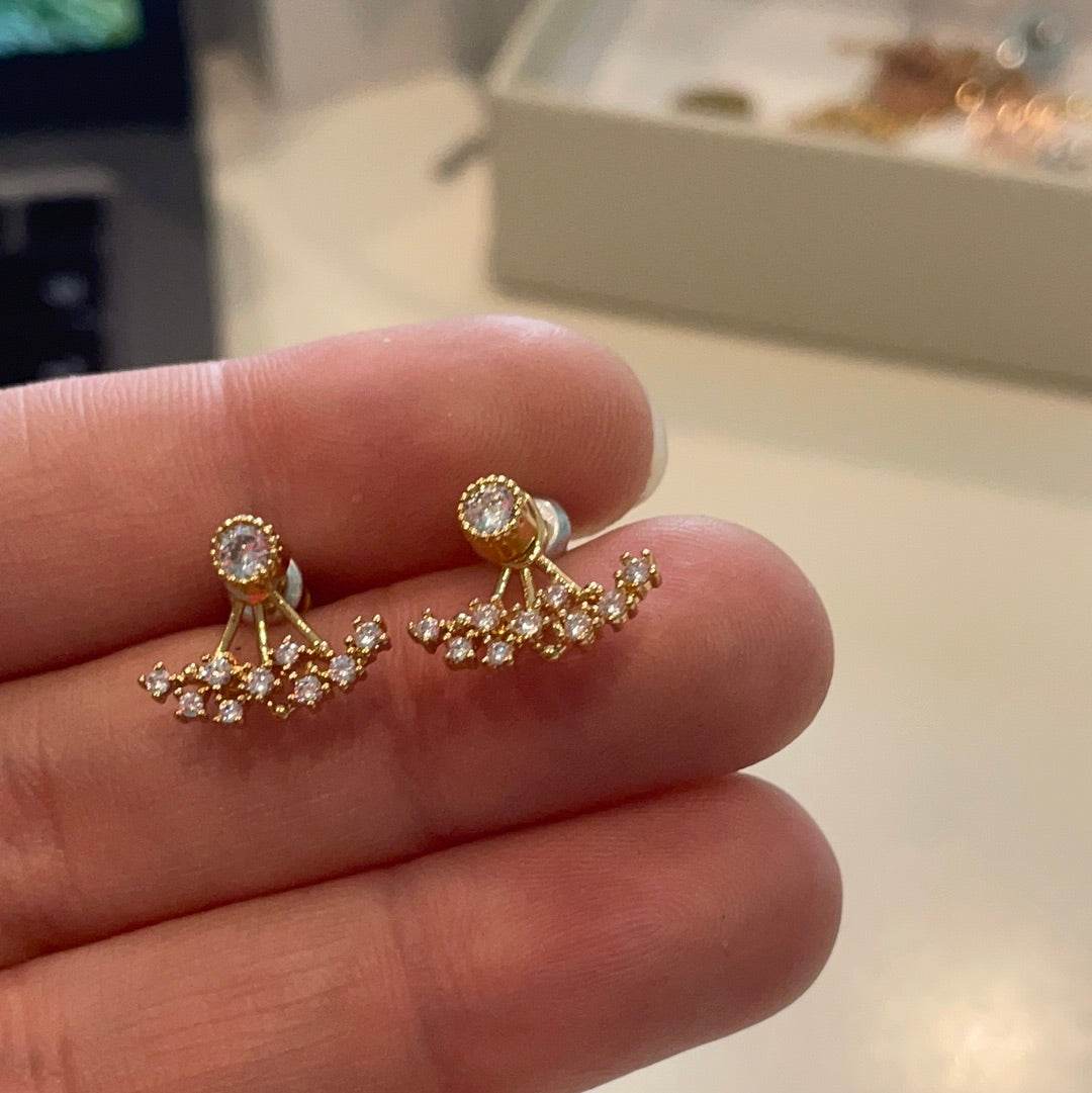 Brand New Gold Plated Pave Ear Cuff Earrings Beautiful!