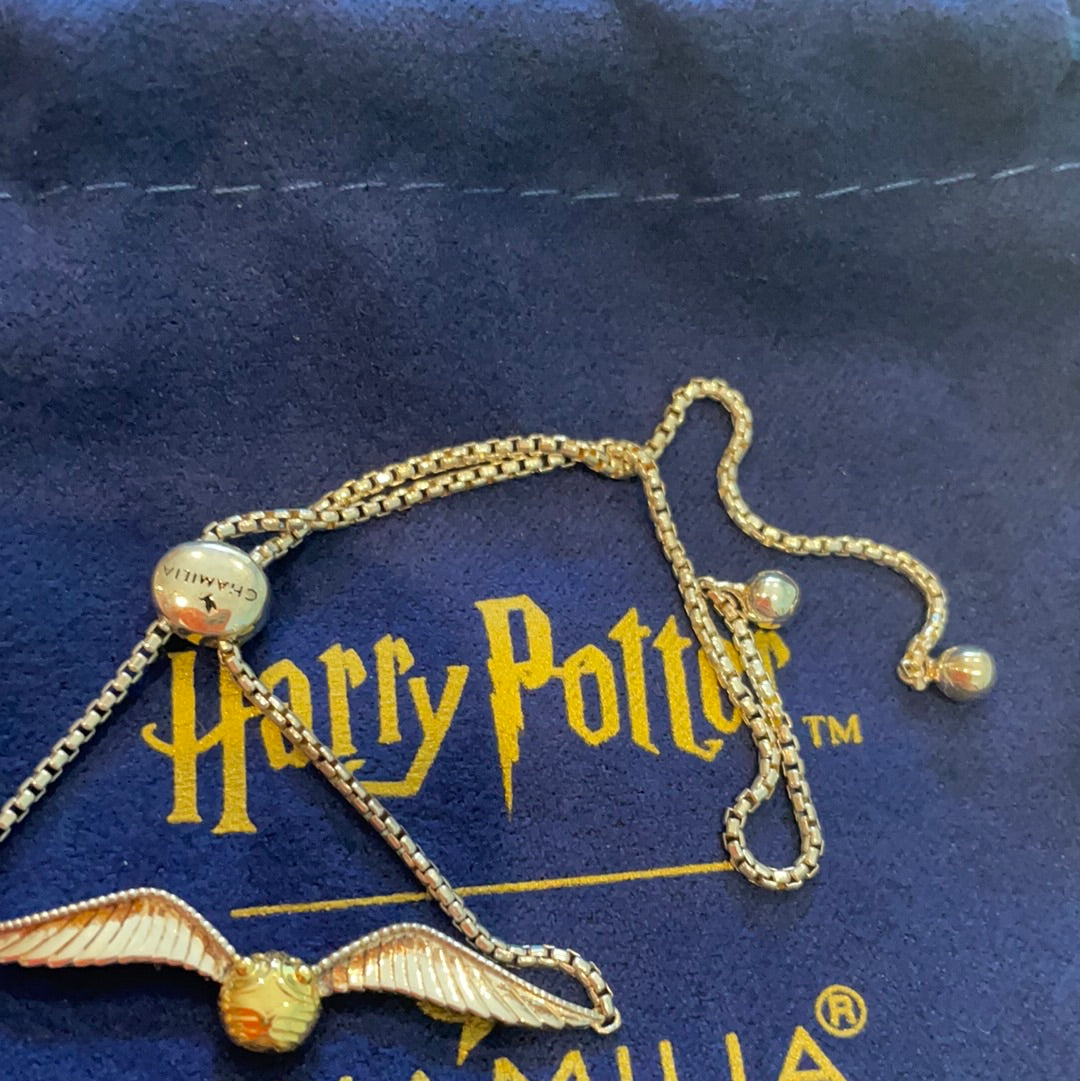 Genuine Chamilia Brand New in Box Harry Potter Golden Snitch Slider Bracelet