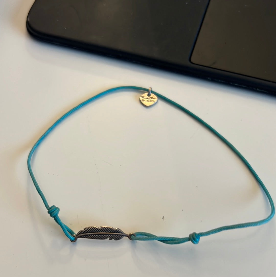 Thomas Sabo Sterling Silver Feather Anklet Turquoise