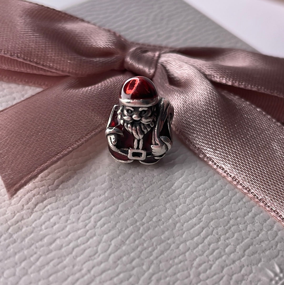 Genuine Pandora Santa and His Sack of Present Red Christmas Enamel Charm