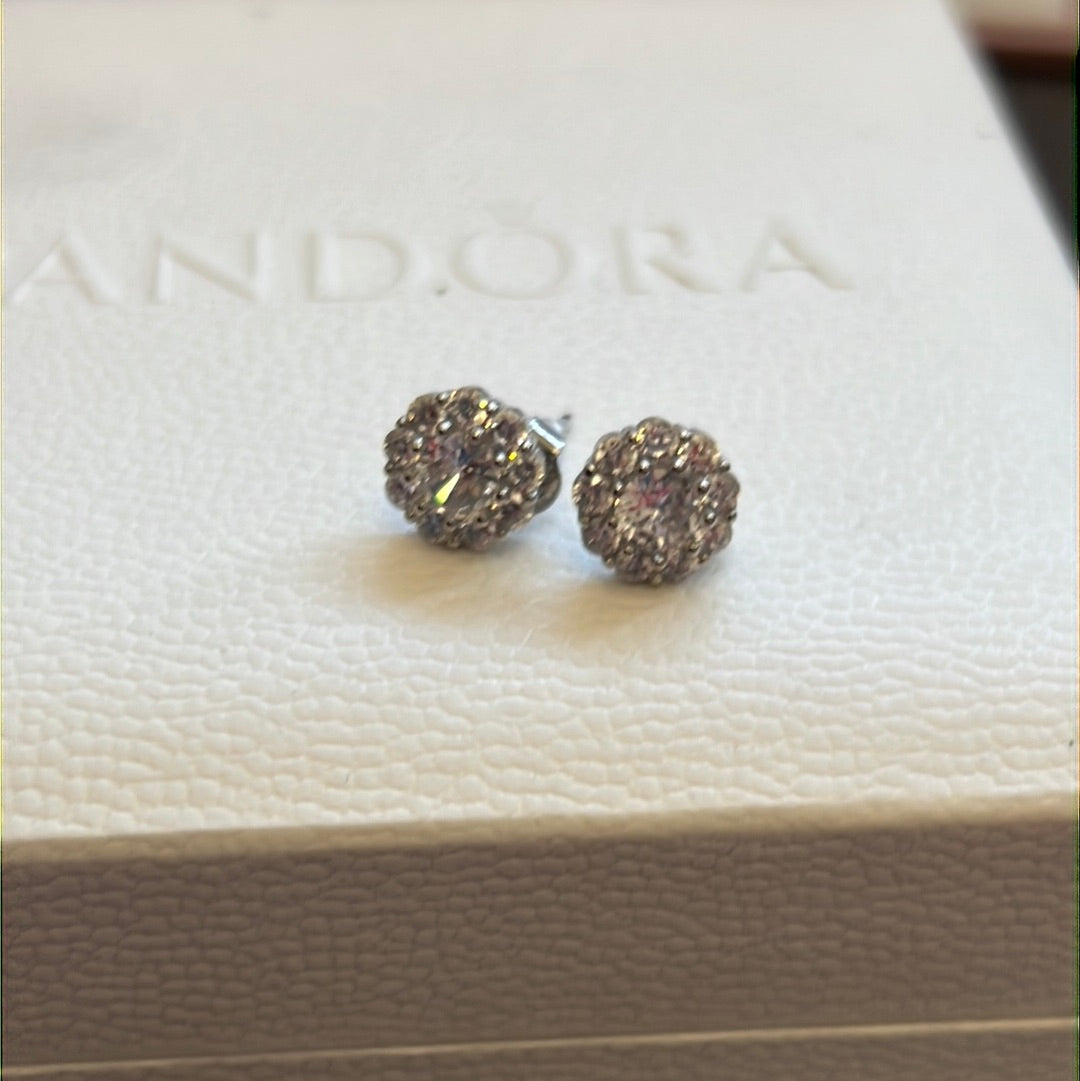 Sterling Silver Pave Snowflake Earrings