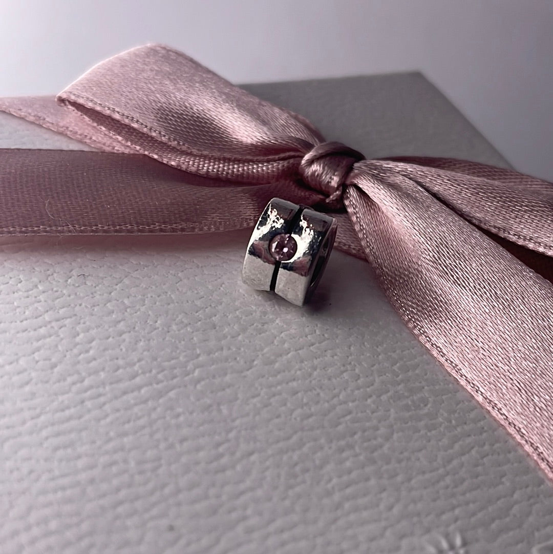 Genuine Pandora Pink/ Clear Cz Retired Charm