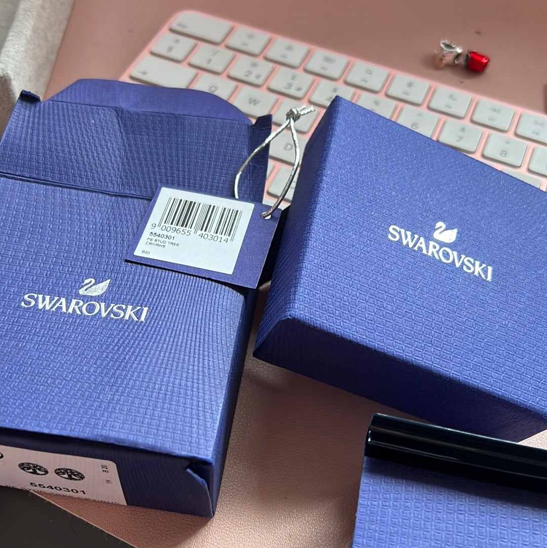 Brand New Genuine Swarovski Silver Family Tree Earrings Studs