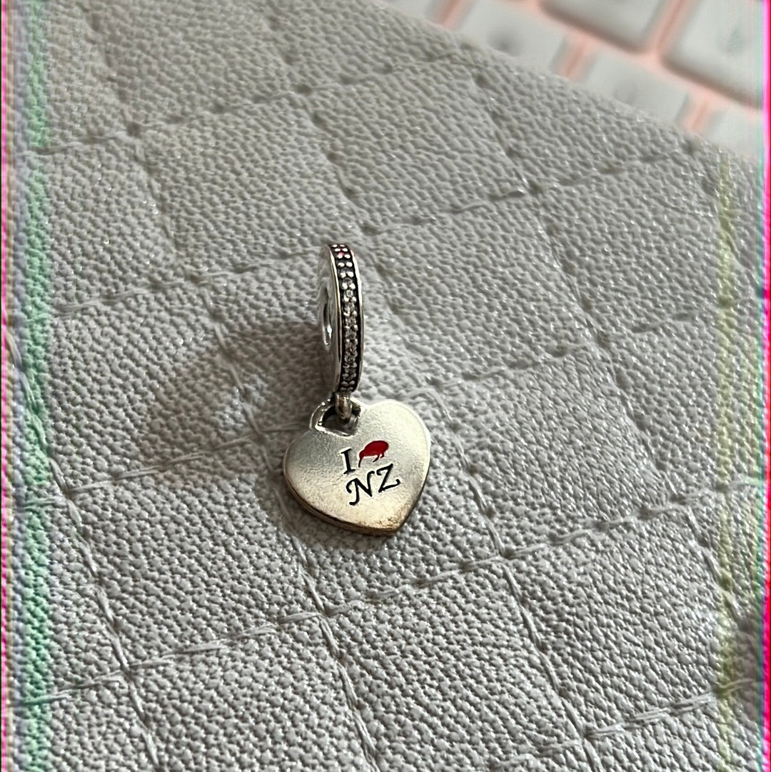 Genuine Pandora Enamel I Love NZ New Zealand Travel Charm