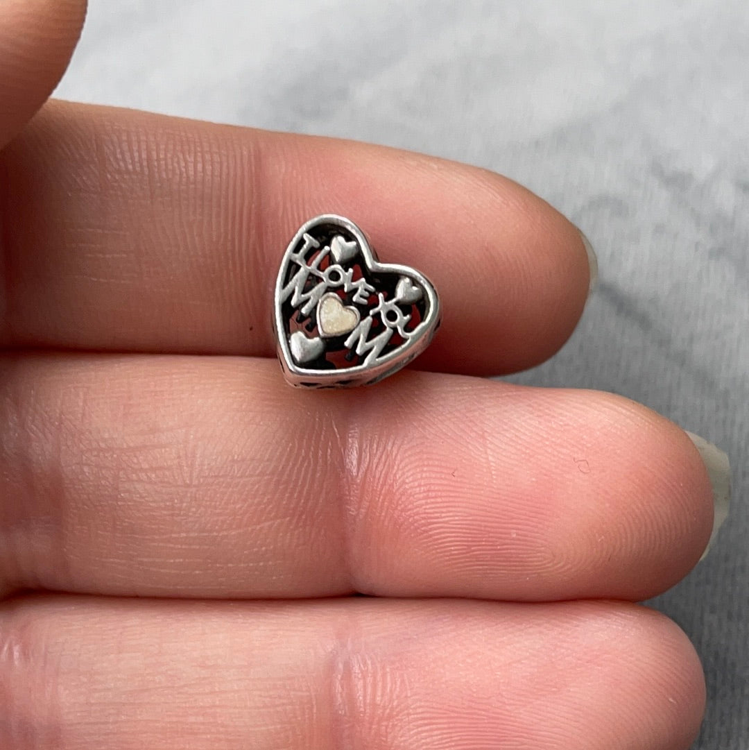 Genuine Pandora I Love You Mum Openwork Heart Pearl Charm