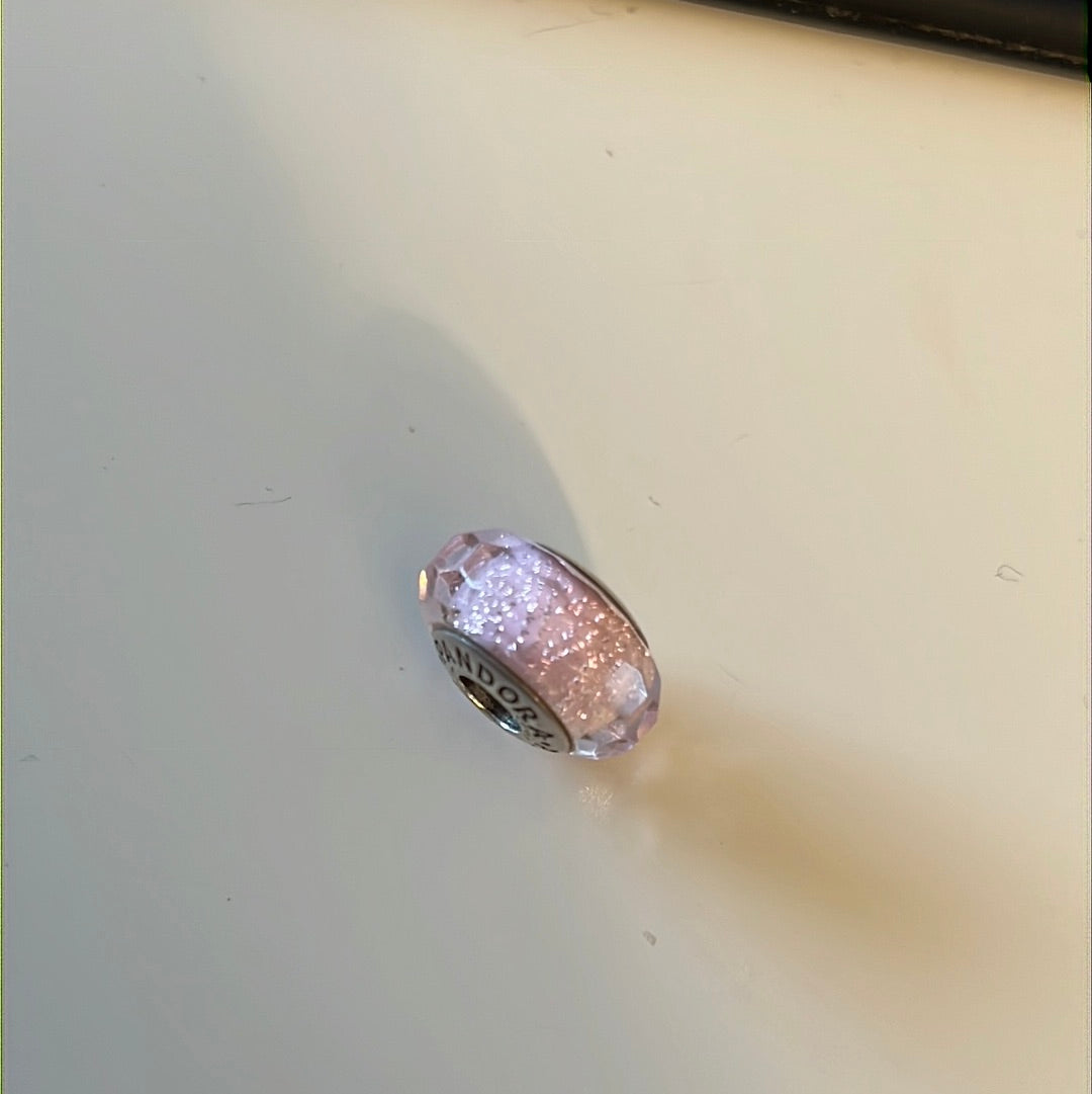 Genuine Pandora Pink Faceted Murano With Sparkle