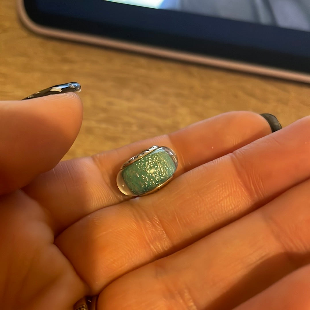 Unbranded Disney Princess Murano In Teal Blue With Sparkle Lovely Charm