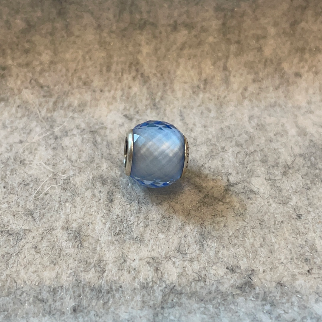 Genuine Pandora Small Facet Murano In Light Blue HTF