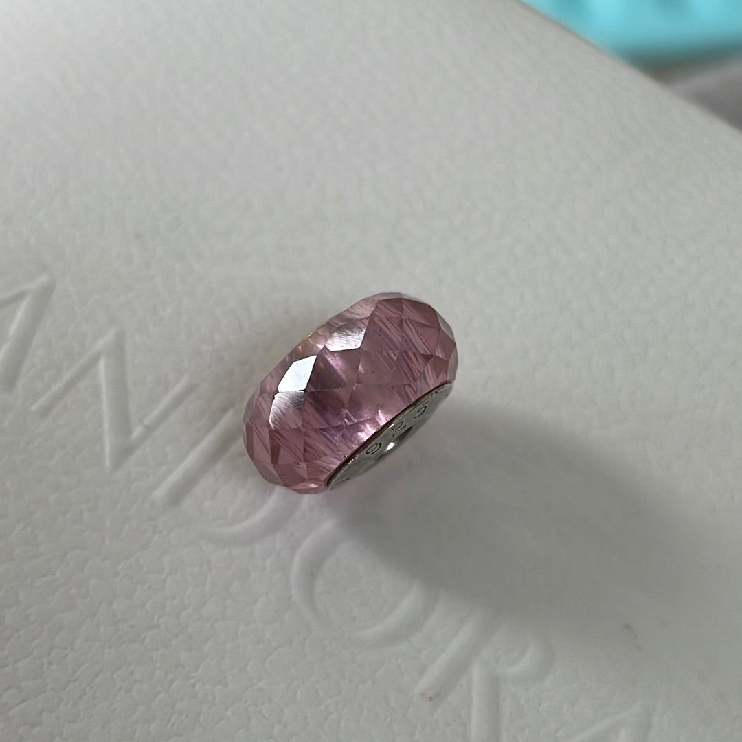 Genuine Chamilia Murano Pink Faceted Silver Charm