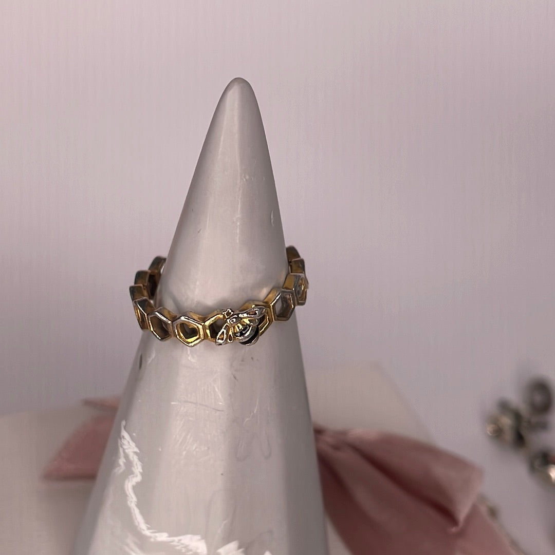 Genuine Pandora Shine Gold Bee Honeycomb Ring in Size 56
