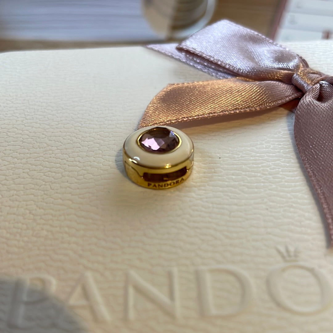 Genuine Pandora Shine Gold Reflexions, Pink Enamel CZ Charm