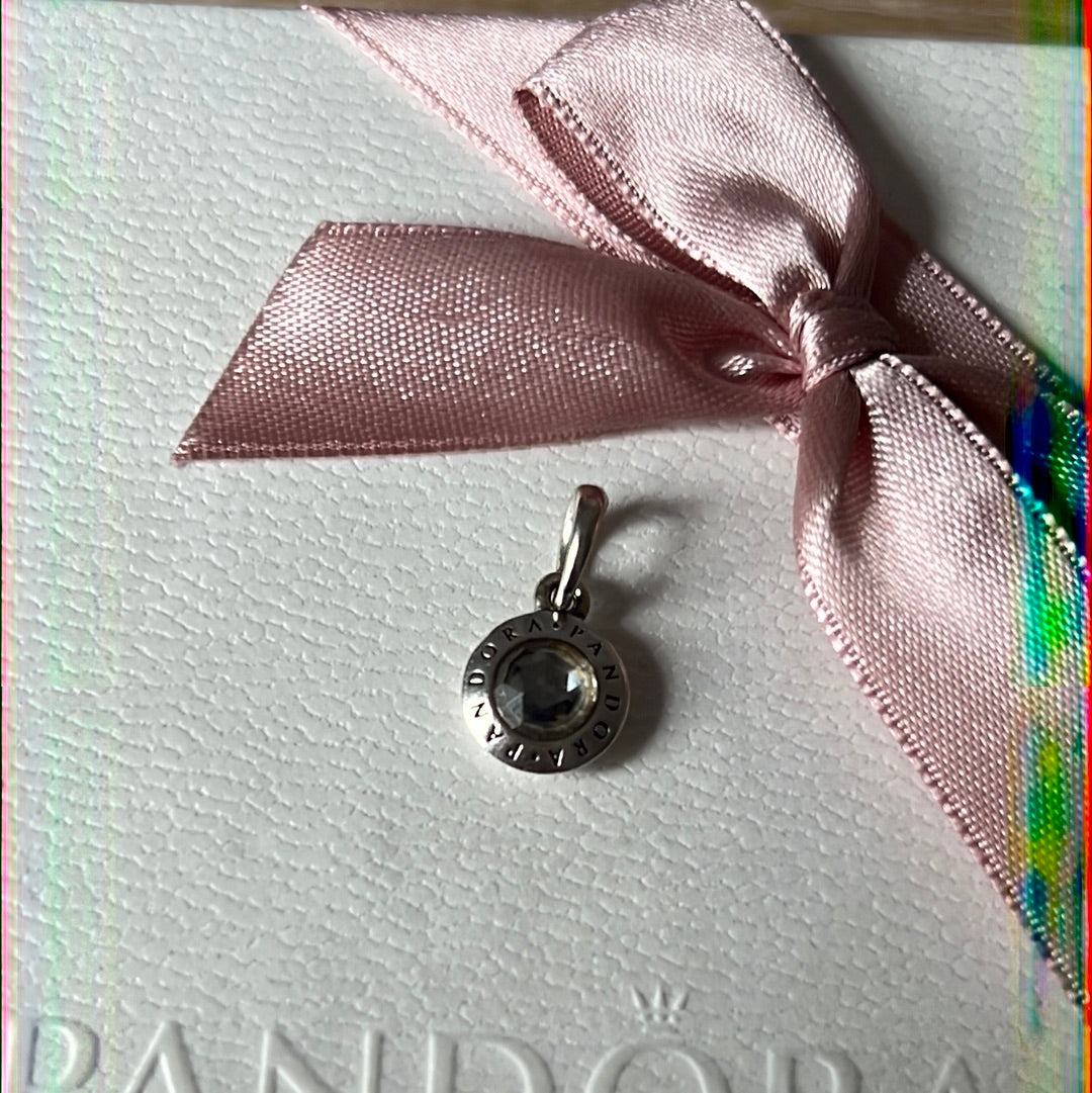 Genuine Pandora CZ Dangle Logo Charm