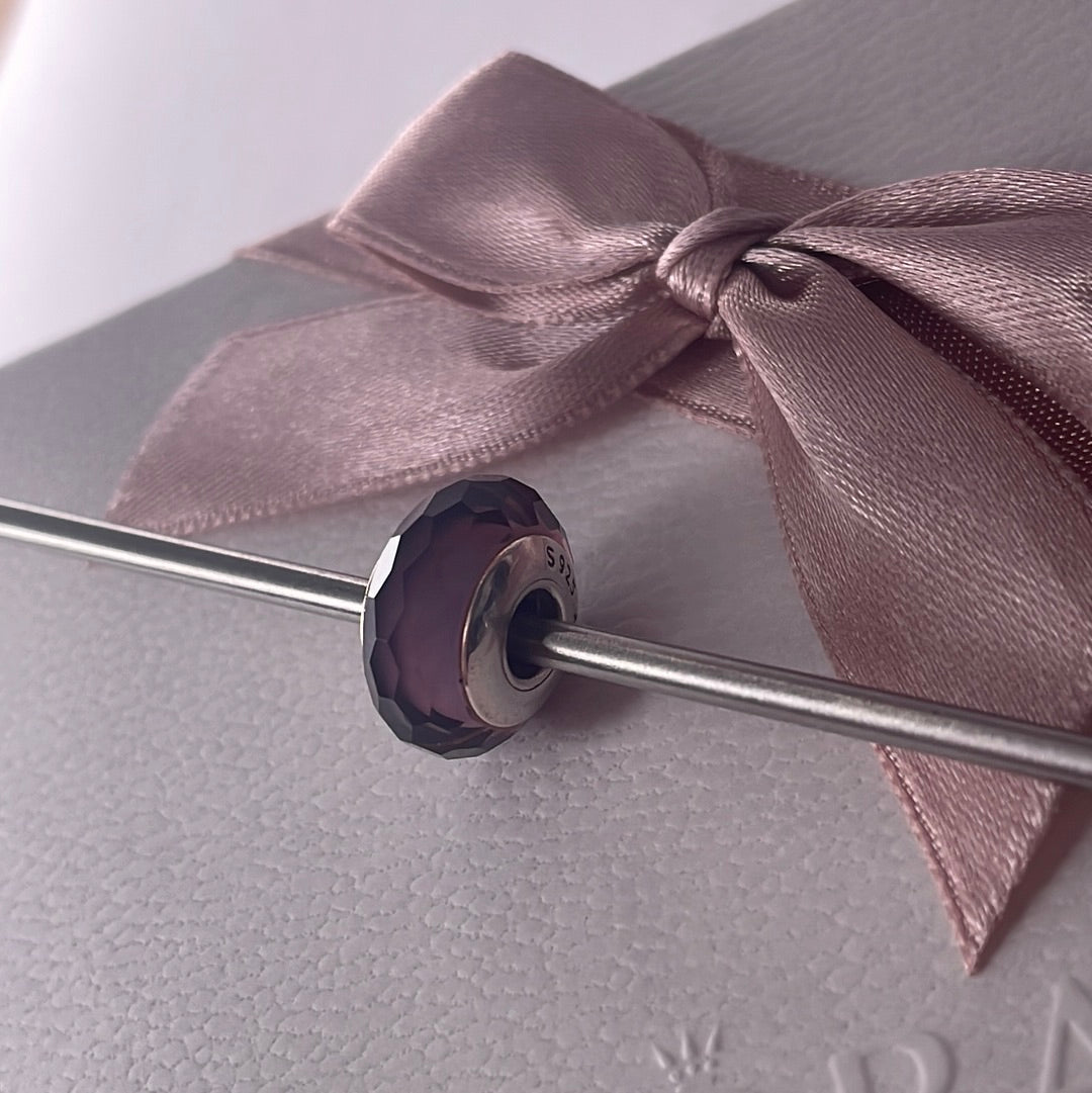Genuine Pandora Purple Glass Murano Faceted Charm