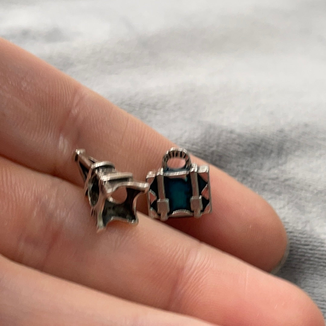 Unbranded Sterling Silver Travel Charms Eiffel Tower Paris France and Blue Enamel Suitcase