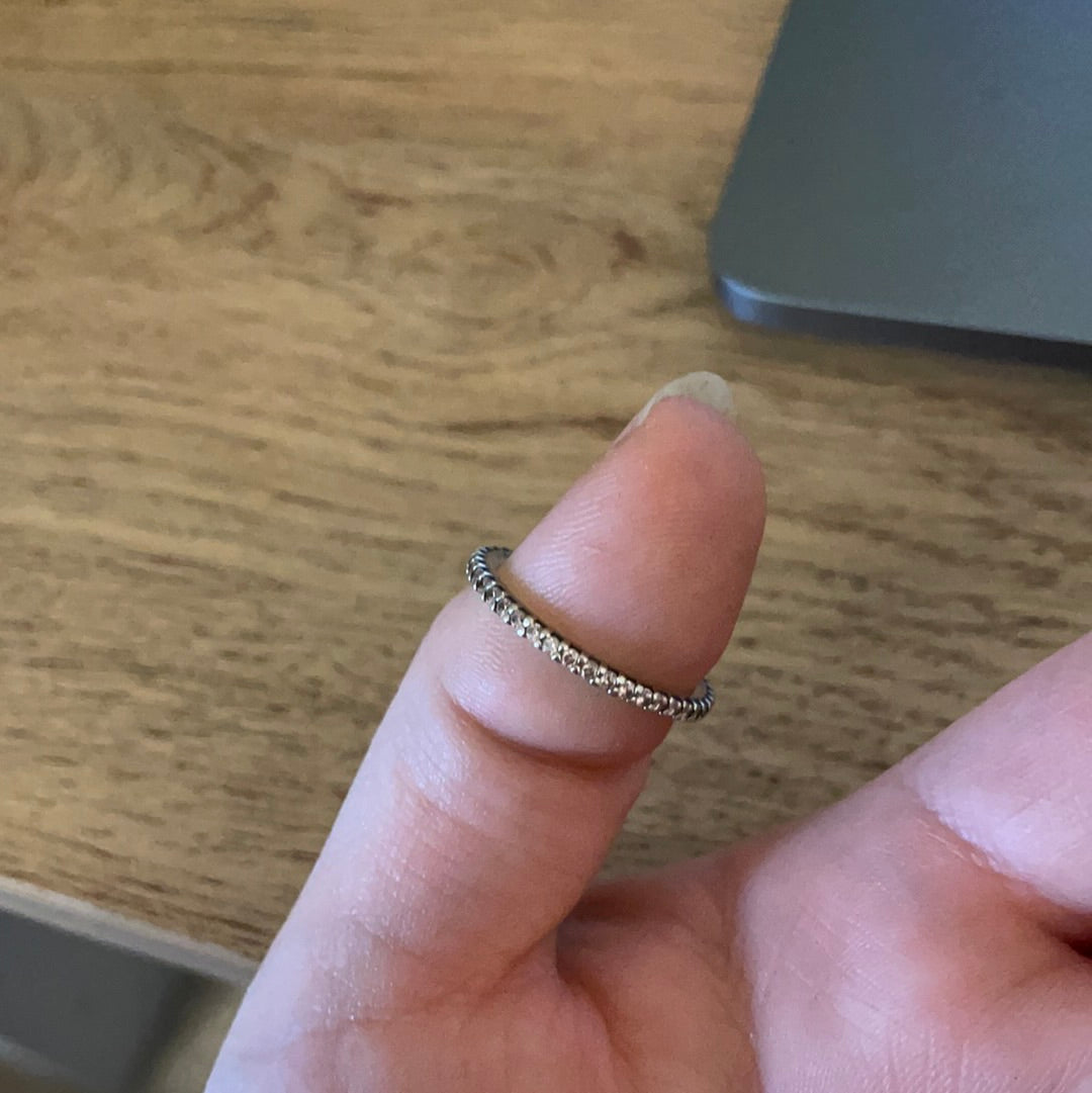Genuine Pave Sparkle Band Ring Stacker Ring Size 60