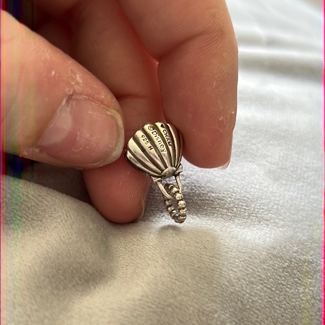 Genuine Chamilia Disney Ariel Pink Enamel Sea Shell CZ Dangle Charm