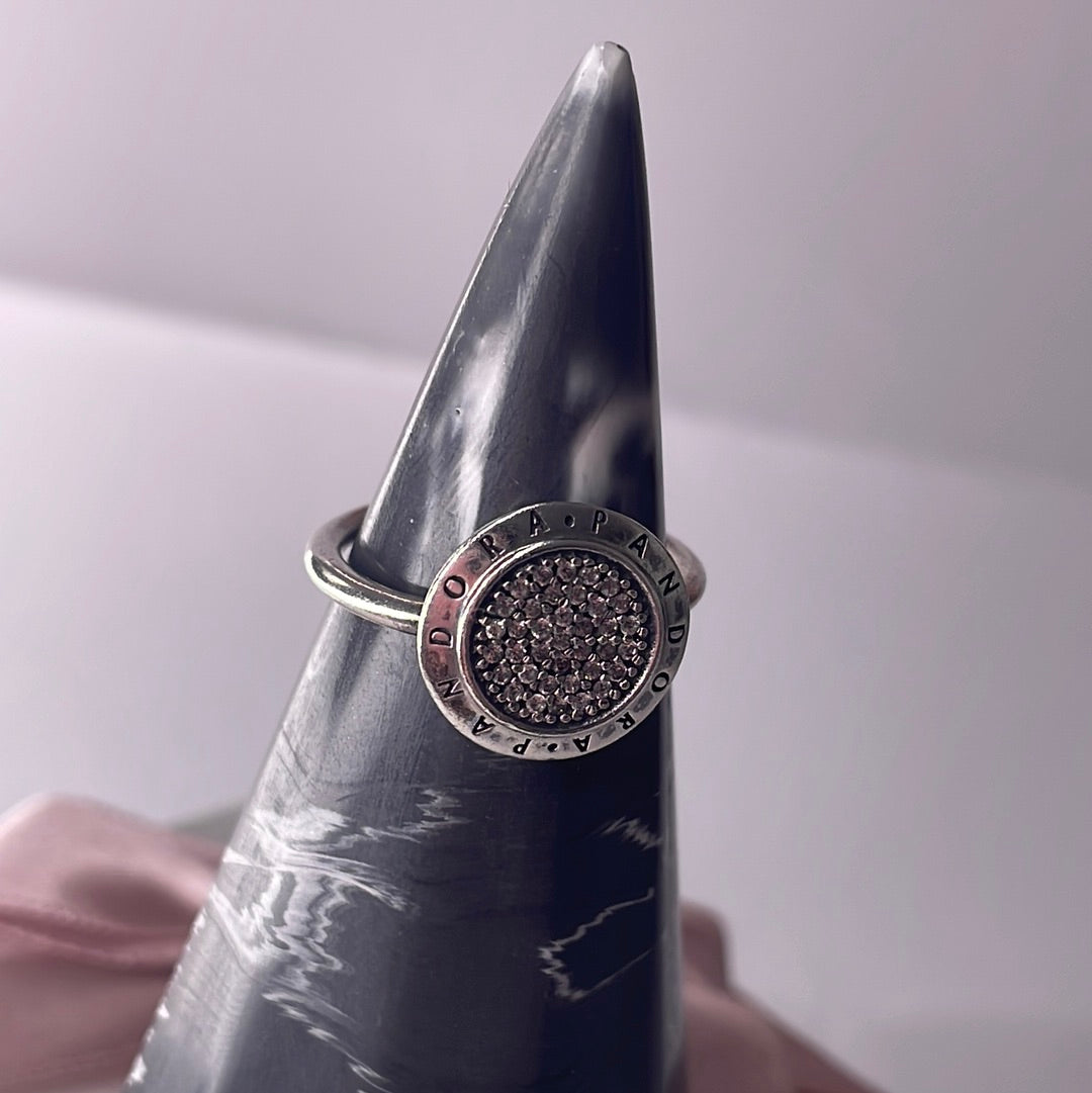 Genuine Pandora Large Pave Signature Circle Ring Size ..