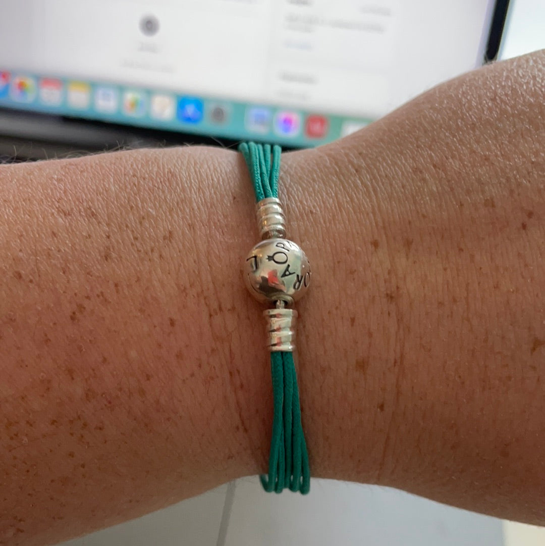 Genuine Pandora Teal String Bracelet 18cm