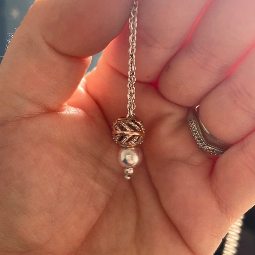 Genuine Chamilia Charm Carrier Necklace Adjustable WIth Ball 70cm