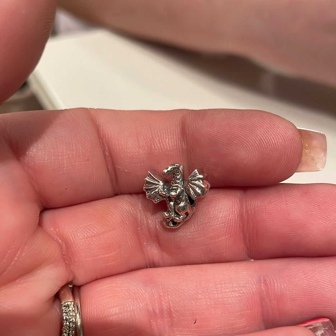 Sterling Silver Pair of Dragon Dangle Charms