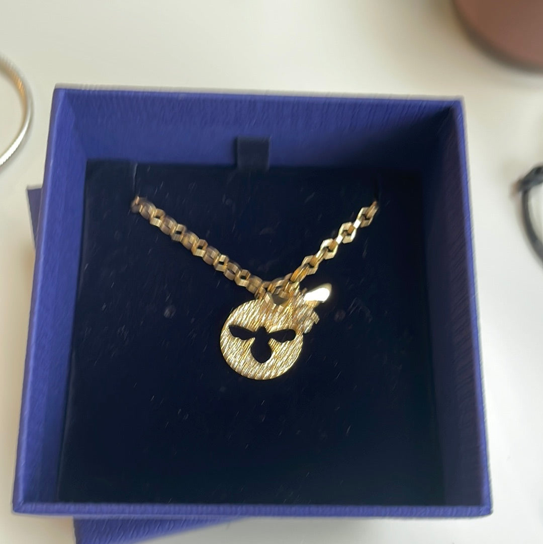Genuine Swarovski Gold Queen Bee Honeycomb Chain Dangle Necklace 50cm