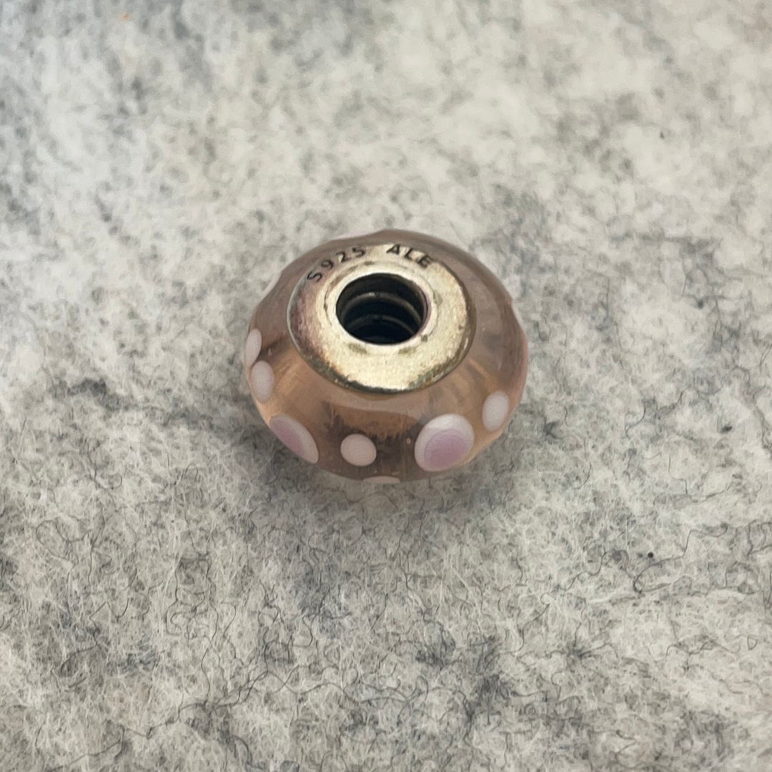 Genuine Pandora Pink Dotted Polka Dot Murano Glass Charm