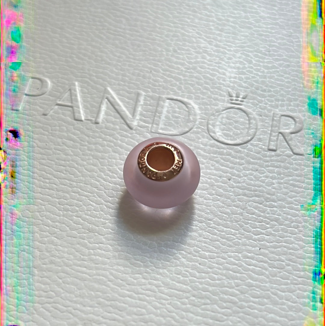 Genuine Pandora Rose Gold Small Matte Pink Murano Charm