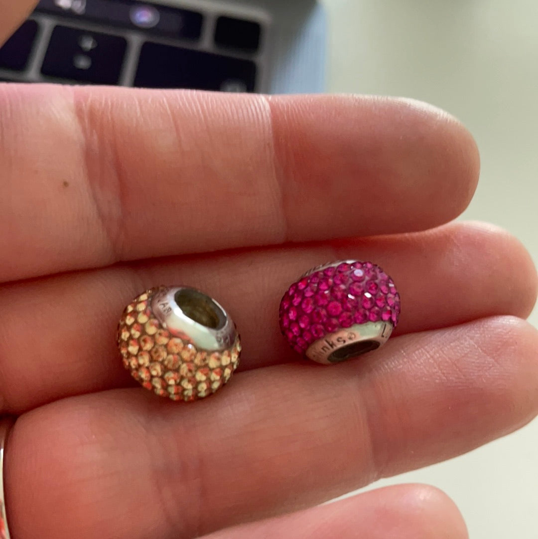 Pair of Genuine Lovelinks Pink and Gold Pave Ball Charms