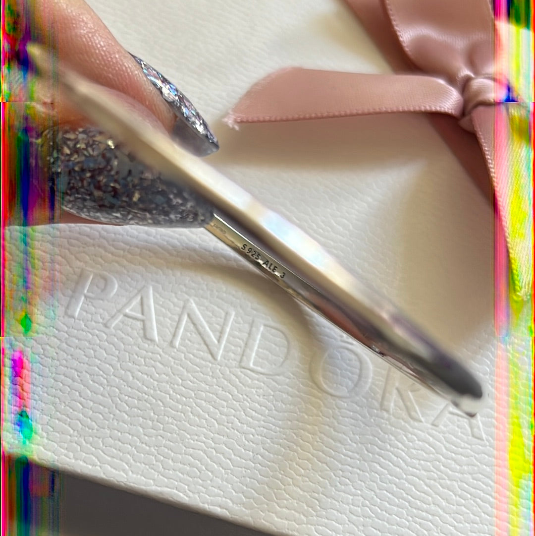 Genuine Pandora Rose Gold OR Silver Open Bangle Logo Size..
