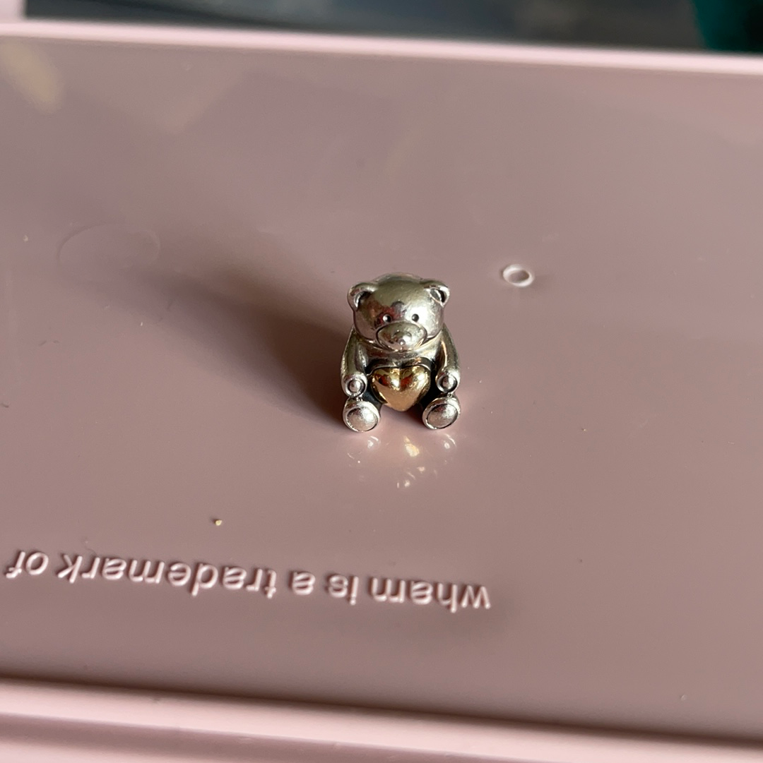 Genuine Pandora Teddy Bear with Golden Heart RARE