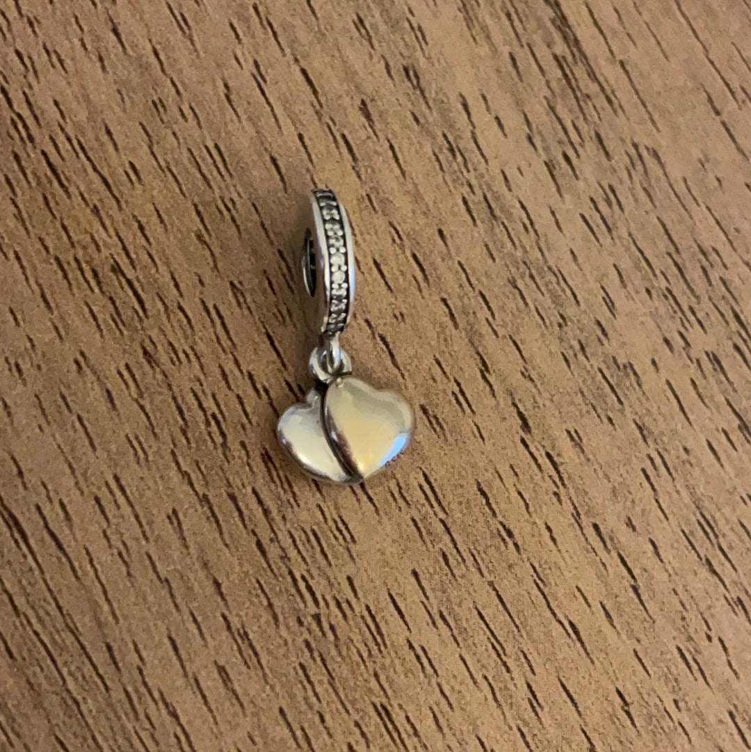 Genuine Pandora New Two Tone Double Heart Dangle with Wording 'Forever and Always