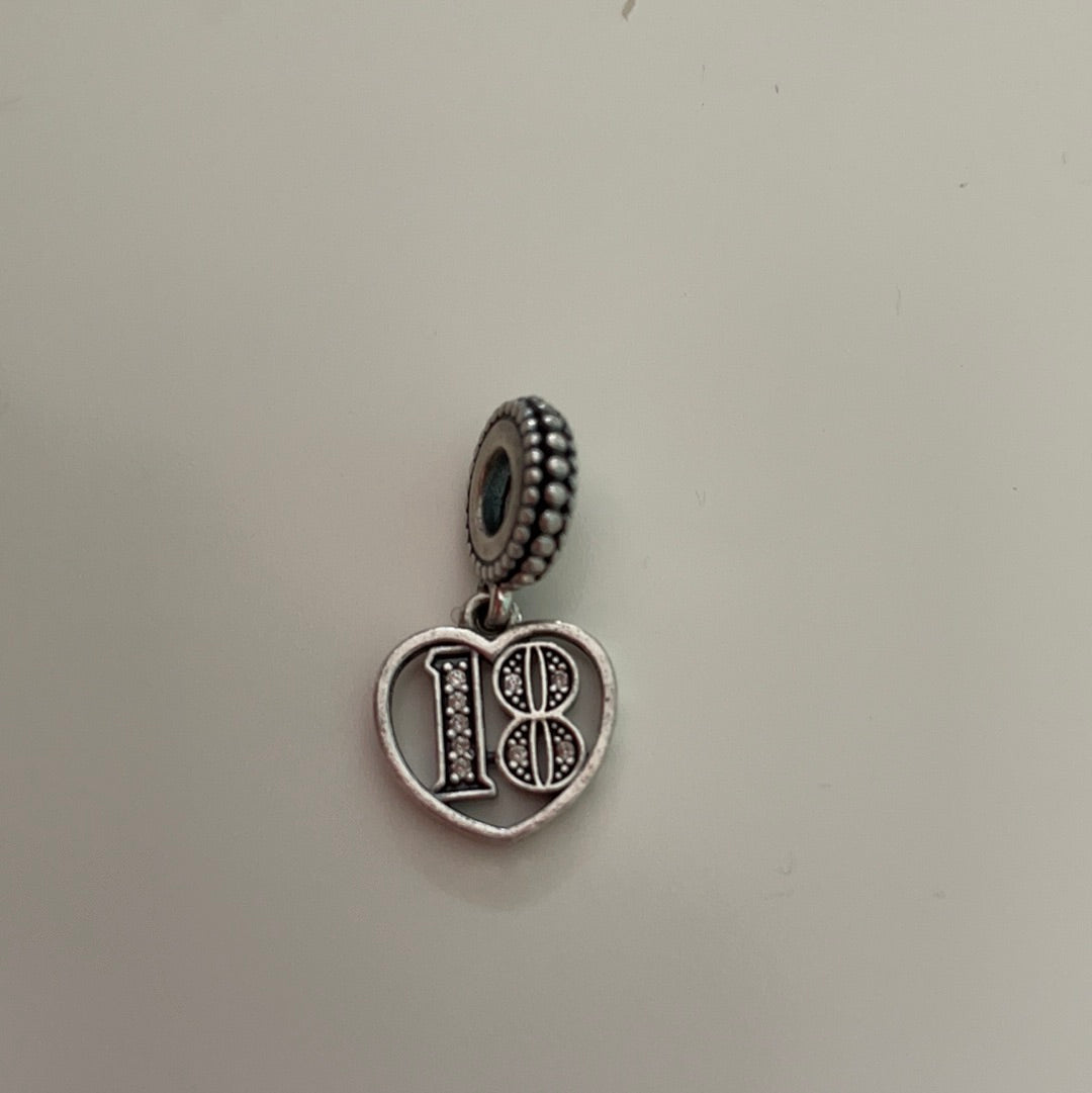 Genuine Pandora New Style Pave 18th Birthday Dangle Charm