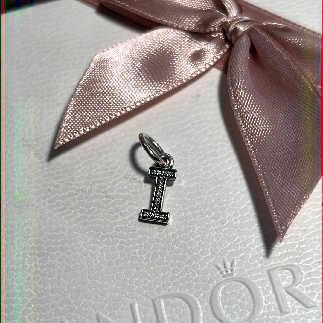 Genuine Pandora Pave Letter I i Charm