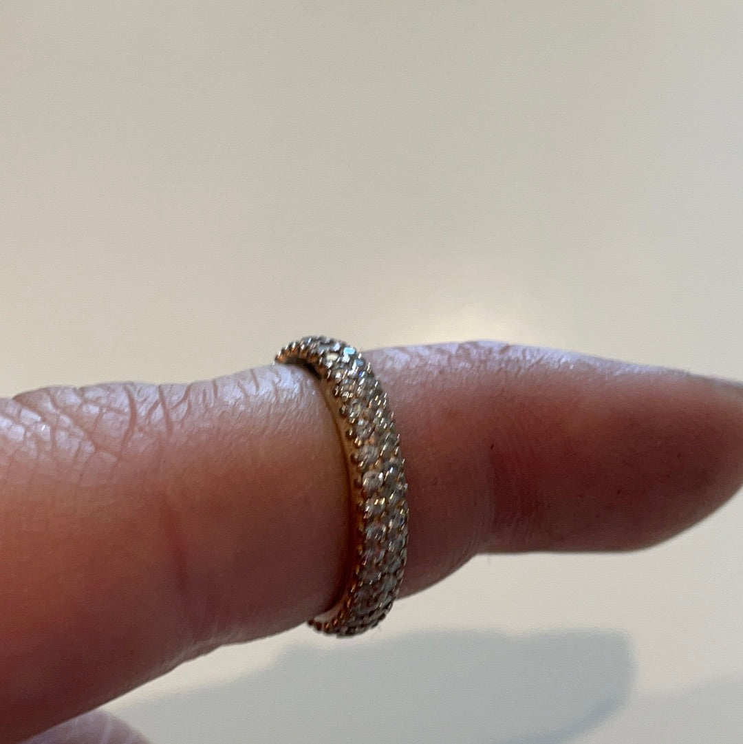 Genuine Rose Gold Pave Sparkle Band Ring Stacker Ring Size 60