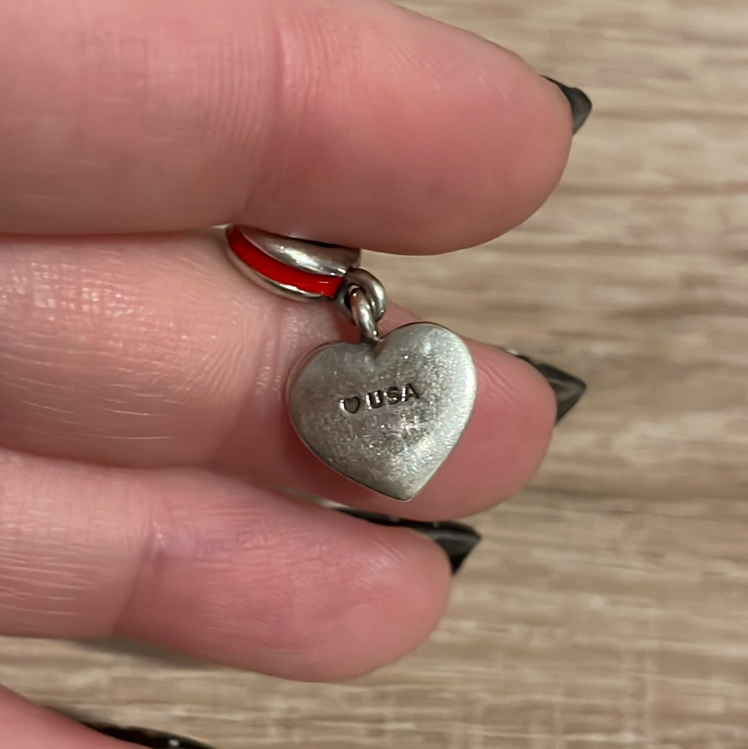 Genuine Pandora Enamel Flag Heart America USA Travel Charm