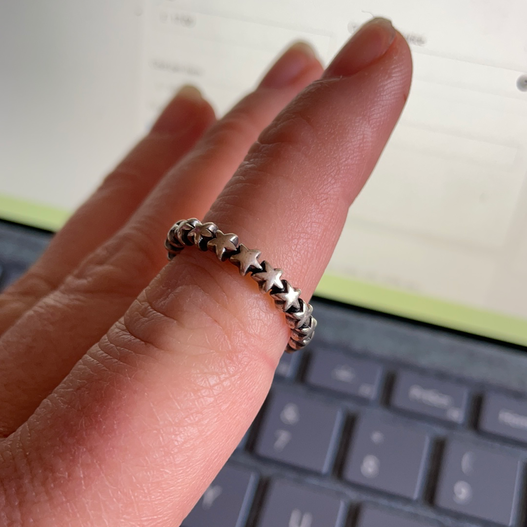 Genuine Pandora Star Band Ring Stacker Ring Size 52
