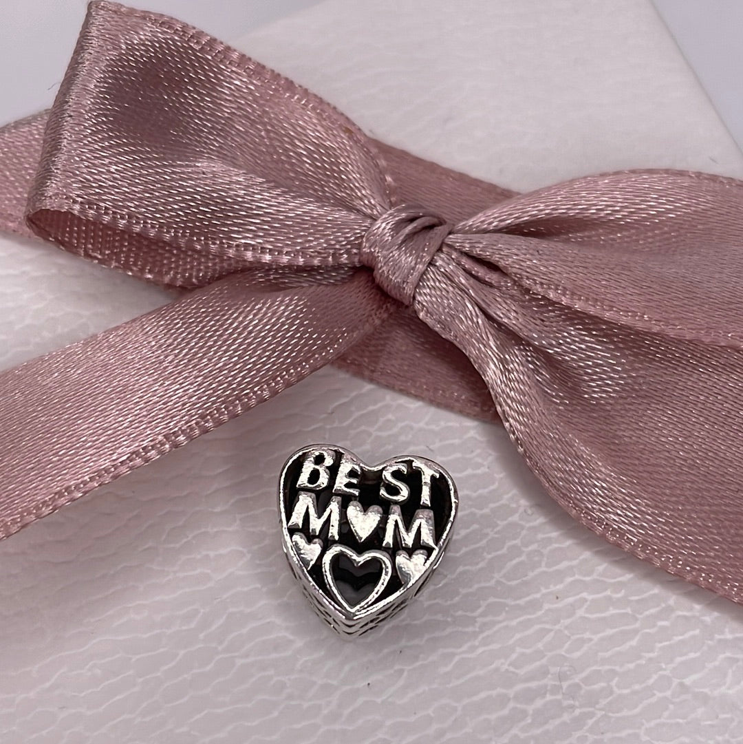 Genuine Pandora Best Mum Mom Charm Heart Gift