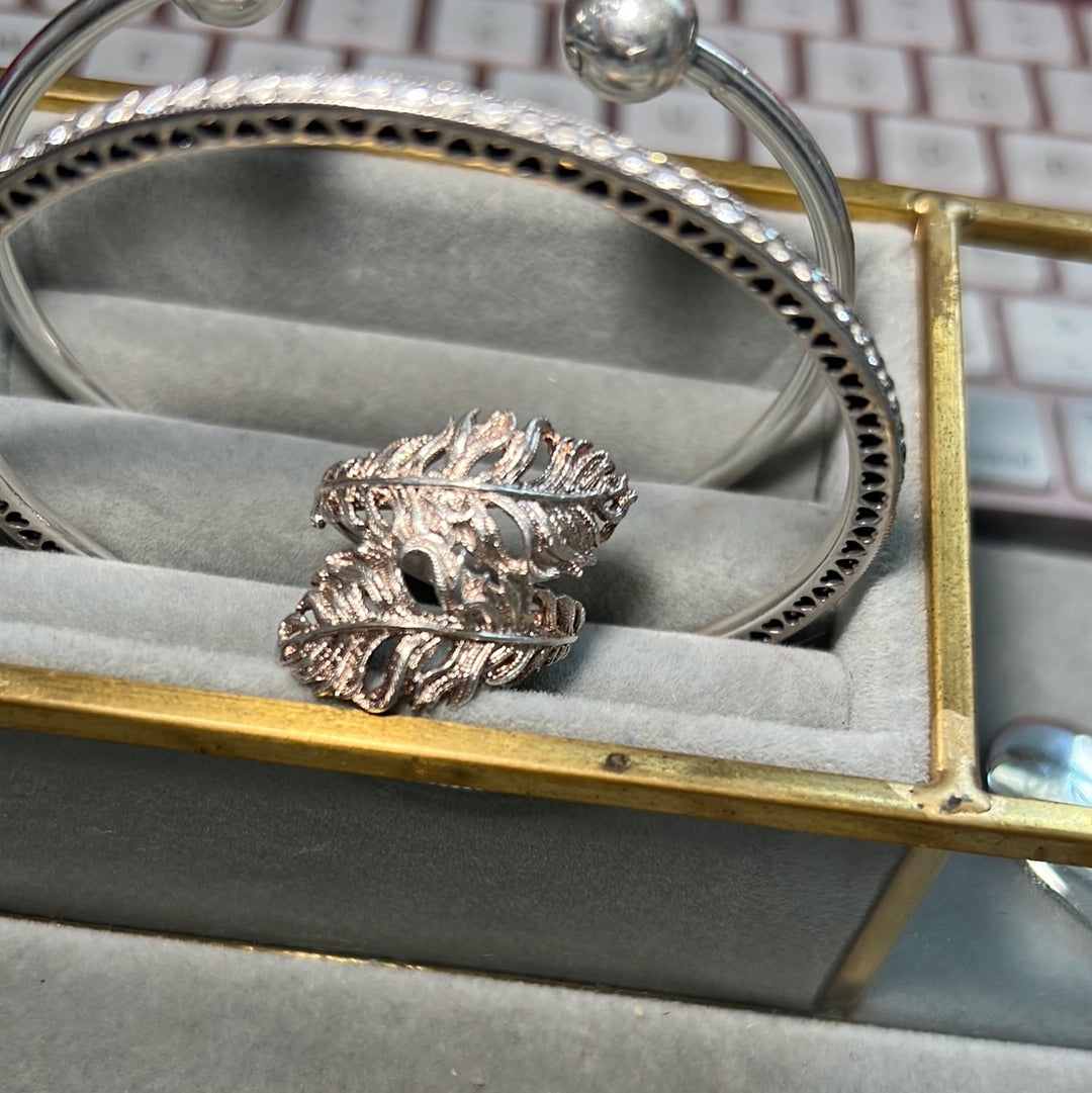 Genuine Thomas Sabo Sterling Silver Double Feather Angel Wing Ring 56