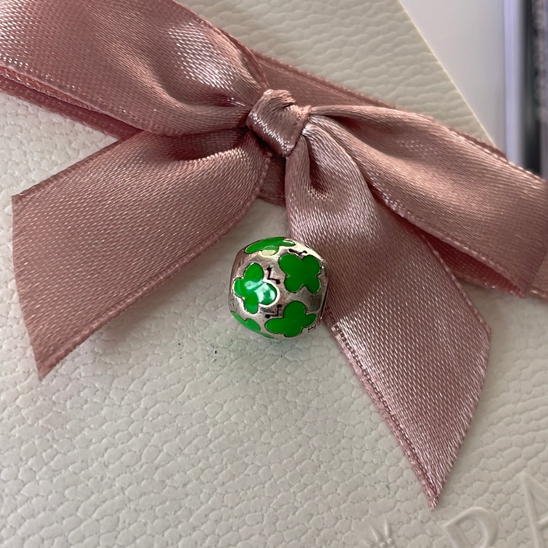 Genuine Pandora Green Enamel Butterfly Ball Silver Charm